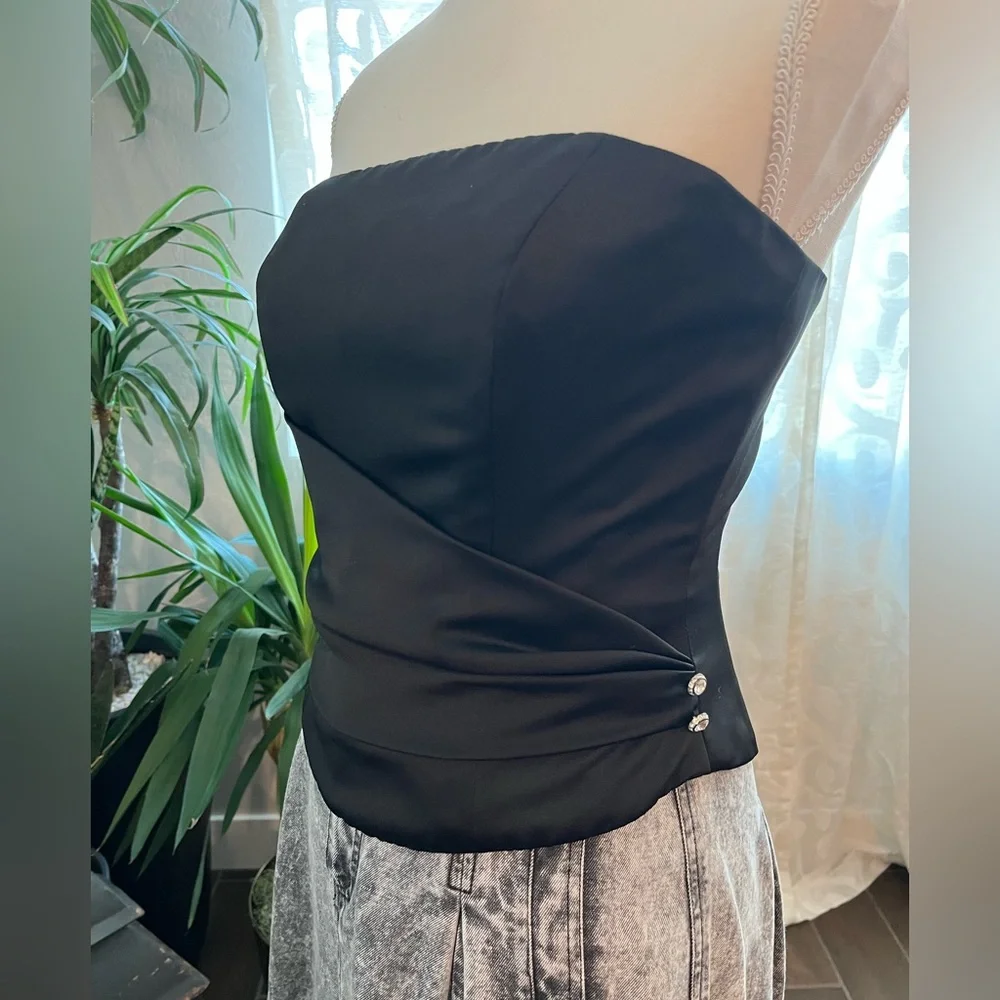 Vintage Mori lee corset with rhinestone detail and ruching 90s - Picture 4 of 14